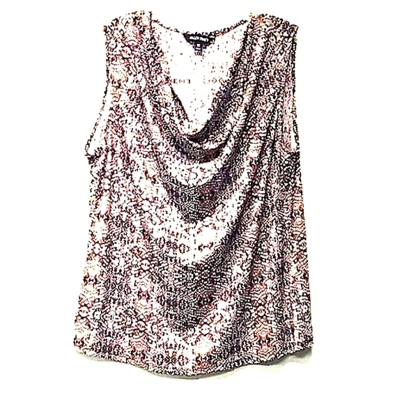 Ellen Tracy draped neckline tank top animal print Size: XL - - Picture 1 of 6
